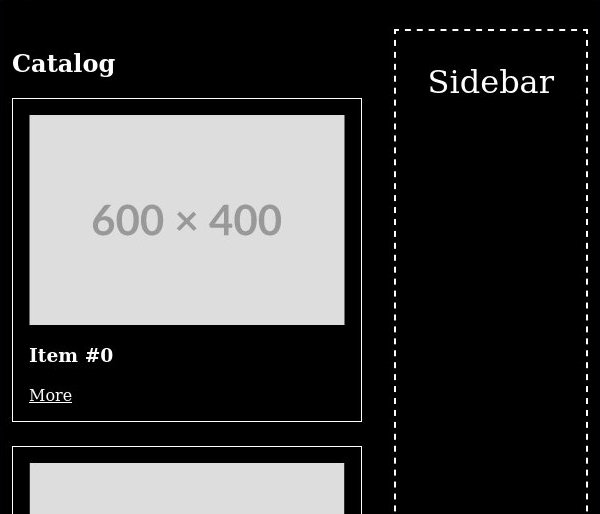 Каталог с карточками и сайдбар