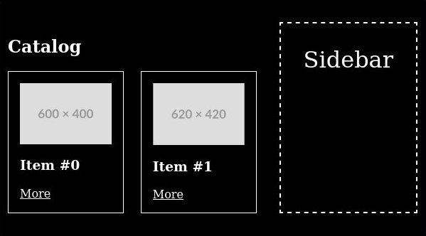Каталог с карточками и сайдбар