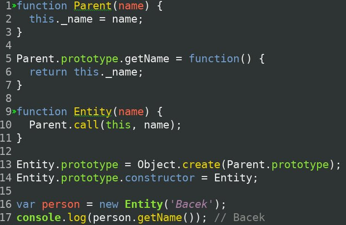 Пример кода с прототипным наследованием