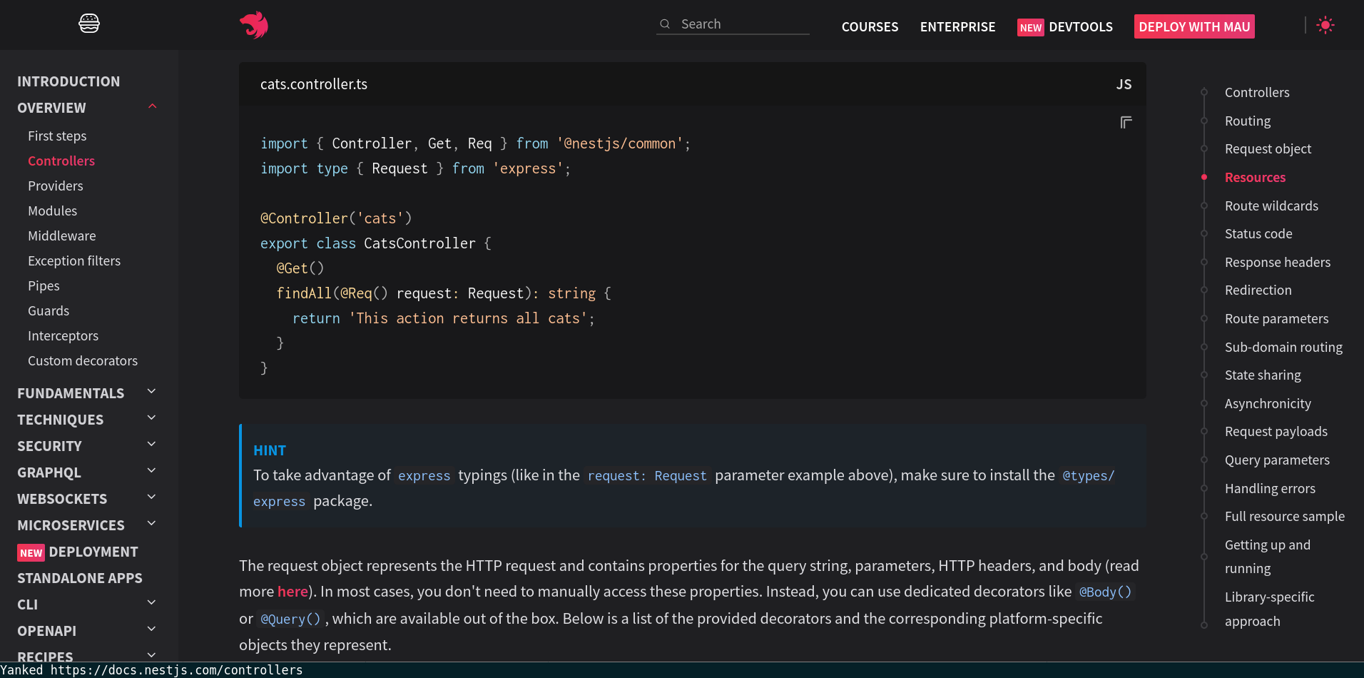 Скрин из документации nest