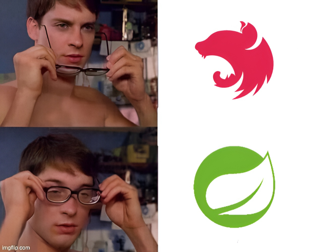 Мем: сравнение Nest и Spring