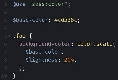 Пример цветовых функций Sass